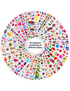 Stickers 3D Esponjosos Habett para Niños - 36 Hojas, 920 Piezas 2