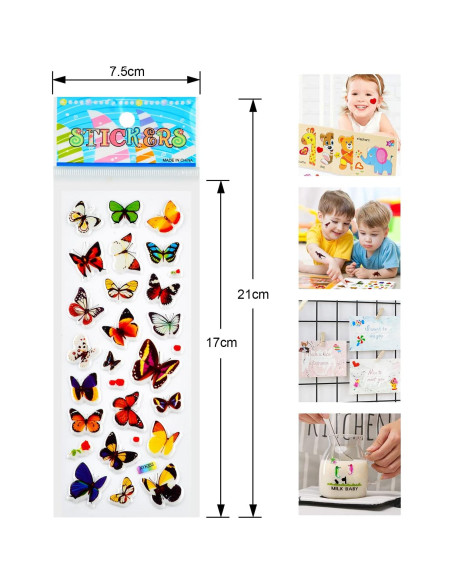 Stickers 3D Esponjosos Habett para Niños - 36 Hojas, 920 Piezas