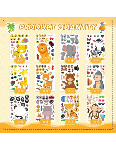 48 Hojas Stickers de Animales Safari DUJAA para Niños 2