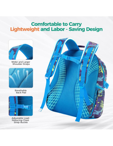 Mochila Escolar Choco Mocha Tiburón 43 cm Azul para Niños