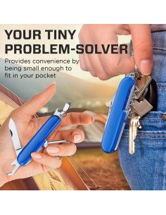 Cuchillo de Bolsillo 6 en 1 Buen Trabajador - Mini Multiherramienta Azul 2