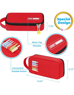 Estuche de Lápices ECHSRT Rojo, Gran Capacidad 24x12x6 cm 2
