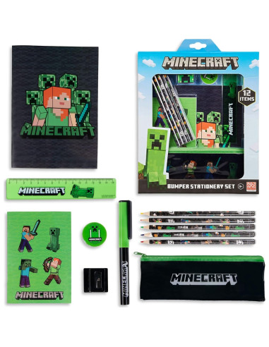 Set de papelería Minecraft con estuche y suministros escolares