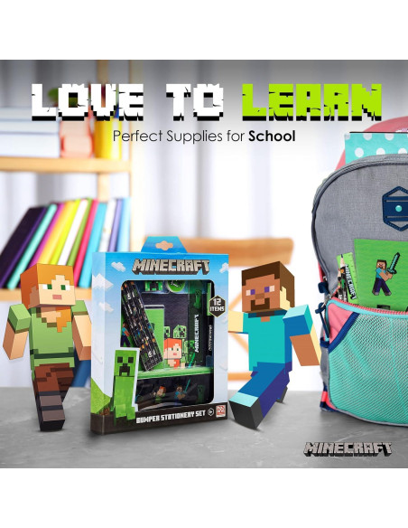 Set de papelería Minecraft con estuche y suministros escolares