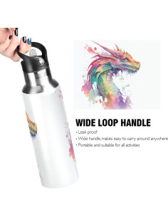 Botella de Agua Aislada BOENLE Dragón 600 ml Acero Inoxidable 2