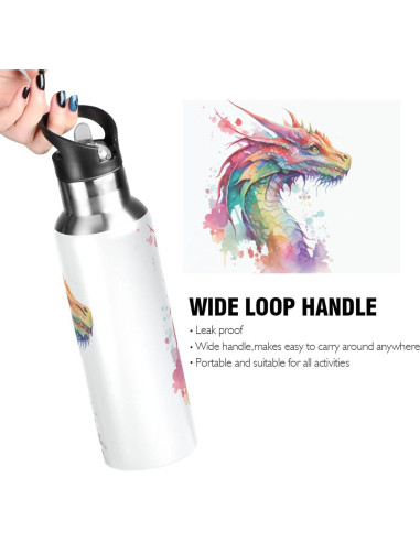 Botella de Agua Aislada BOENLE Dragón 600 ml Acero Inoxidable