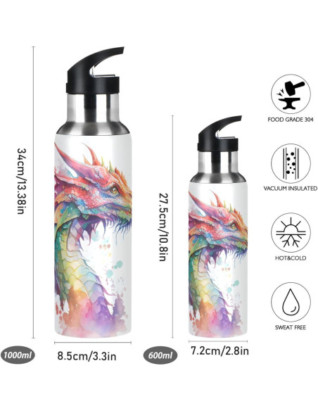 Botella de Agua Aislada BOENLE Dragón 600 ml Acero Inoxidable Botella de Agua Aislada BOENLE Dragón 600 ml Acero Inoxidable