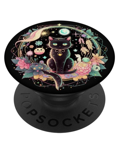 PopGrip Adhesivo Fases de la Luna Gato Negro Kawaii