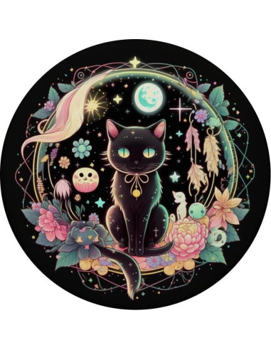 PopGrip Adhesivo Fases de la Luna Gato Negro Kawaii