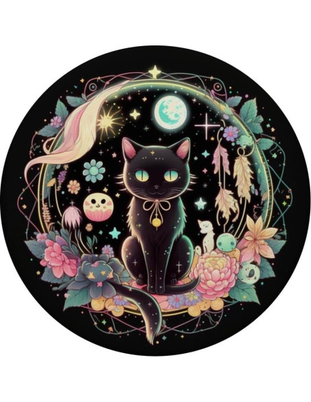 PopGrip Adhesivo Fases de la Luna Gato Negro Kawaii PopGrip Adhesivo Fases de la Luna Gato Negro Kawaii