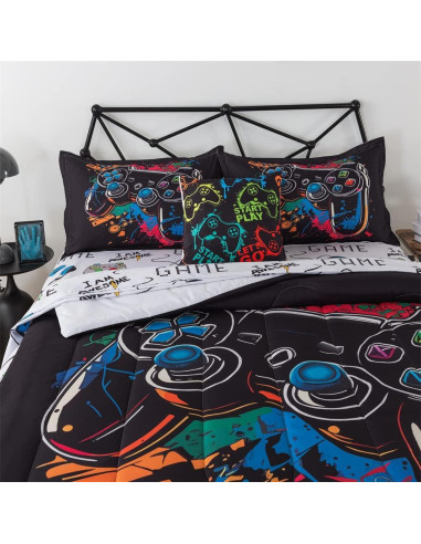 Conjunto de Cama Twin 6Pcs qjmiaofang Videojuego Microfibra