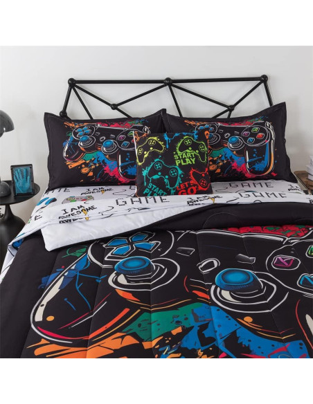 Conjunto de Cama Twin 6Pcs qjmiaofang Videojuego Microfibra