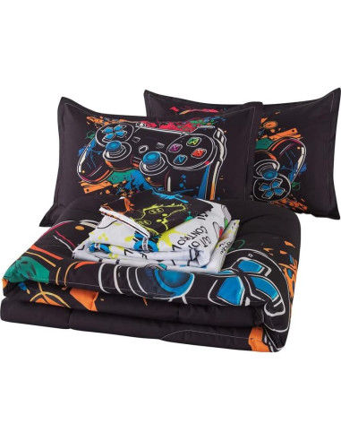 Conjunto de Cama Twin 6Pcs qjmiaofang Videojuego Microfibra
