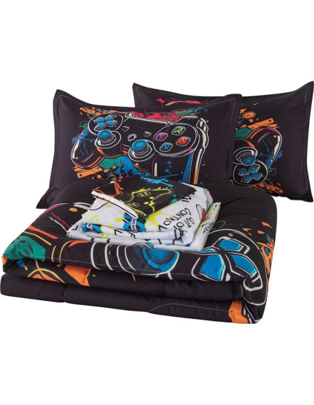 Conjunto de Cama Twin 6Pcs qjmiaofang Videojuego Microfibra
