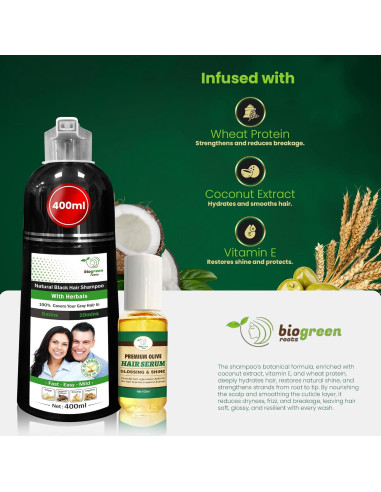 Champú Herbal Sin Amoníaco Biogreen Roots 400ml + Suero 100ml