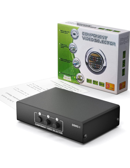 Conmutador AV Componente 3 en 1 LUKFOCAB 1080P 5 RCA