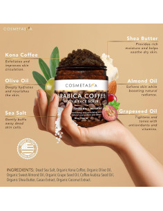 Exfoliante de Café Arábica Orgánico Cosmetasa 2 en 1 con Guantes 2