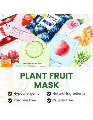 Mascarillas de Tela Kaely 6 Pcs Aloe Vera Hidratantes