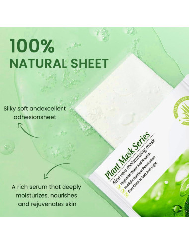 Mascarillas de Tela Kaely 6 Pcs Aloe Vera Hidratantes