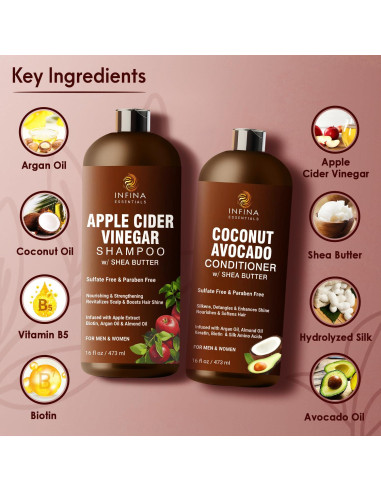 Champú y Acondicionador Sin Sulfatos INFINA ESSENTIALS 473ml