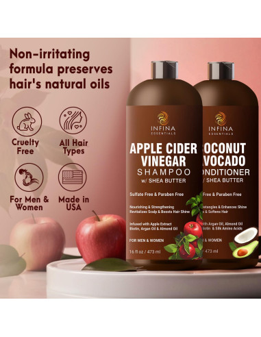 Champú y Acondicionador Sin Sulfatos INFINA ESSENTIALS 473ml