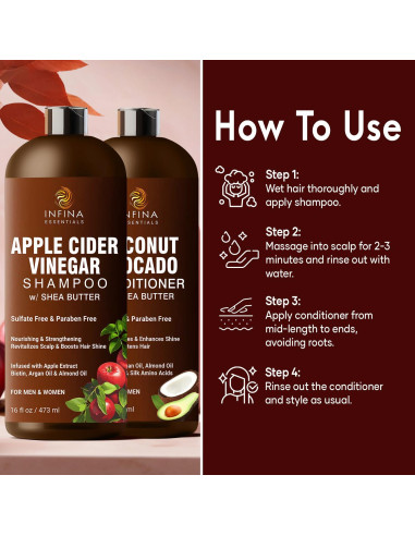 Champú y Acondicionador Sin Sulfatos INFINA ESSENTIALS 473ml