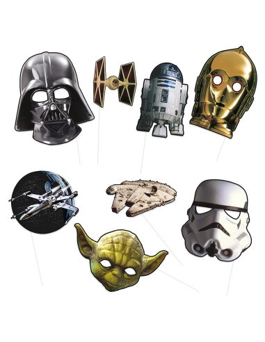 Accesorios Photobooth Star Wars - Paquete de 8 - Cartón Multicolor