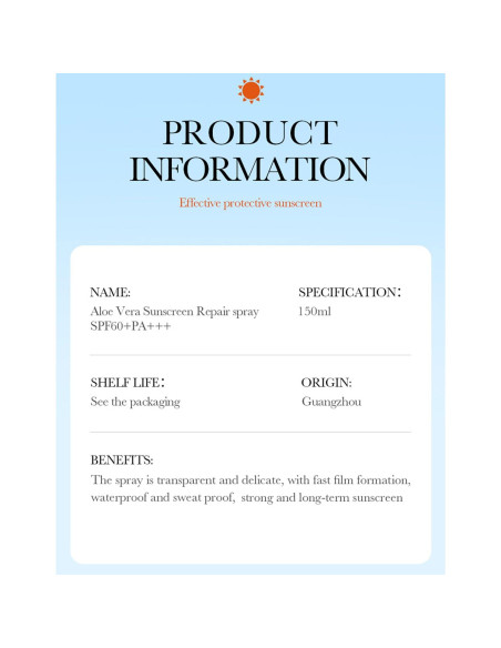 BIOAQUA Spray Solar Aloe Vera SPF60 PA+++ 150ml Hidratante BIOAQUA Spray Solar Aloe Vera SPF60 PA+++ 150ml Hidratante