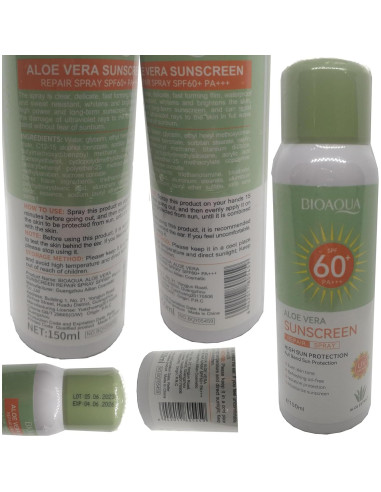 BIOAQUA Spray Solar Aloe Vera SPF60 PA+++ 150ml Hidratante