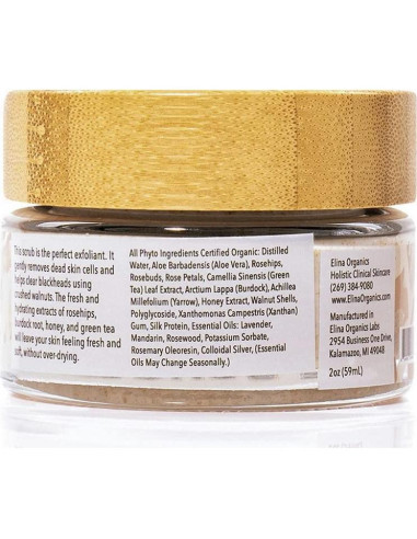 Exfoliante Facial Orgánico Elina 56g - Con Nueces y Aloe Vera