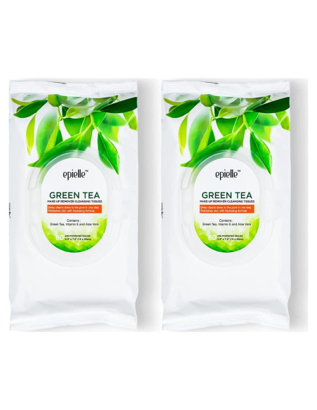 Toallitas Desmaquillantes Epielle Té Verde 60 Unidades Hipoalergénicas