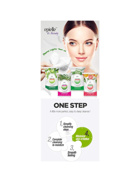 Toallitas Desmaquillantes Epielle Té Verde 60 Unidades Hipoalergénicas