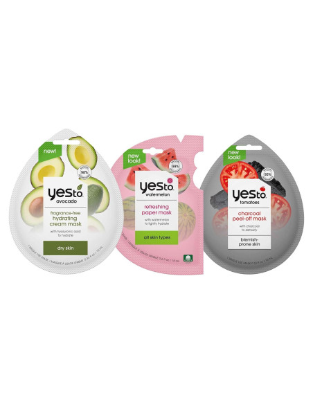 Paquete de 3 Máscaras Faciales Hidratantes Sí A - Aguacate, Sandía, Tomate Paquete de 3 Máscaras Faciales Hidratantes Sí A - Aguacate, Sandía, Tomate