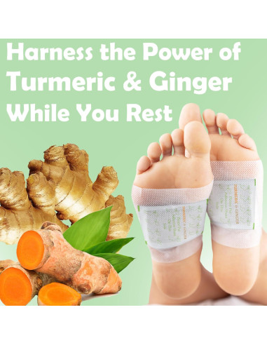 100 Parches de Pies de Cúrcuma y Jengibre EntreFeet