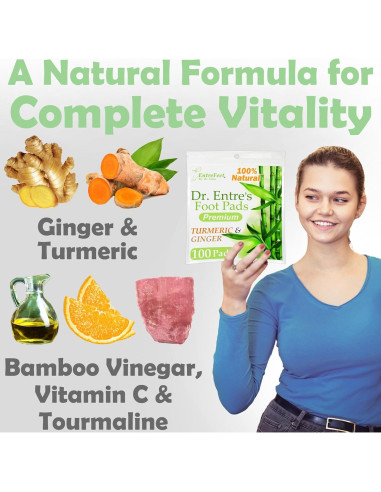 100 Parches de Pies de Cúrcuma y Jengibre EntreFeet