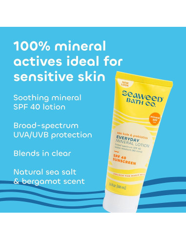 Loción Solar Mineral SPF 40 Seaweed Bath Co. 100 ml x2