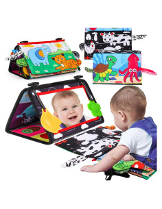 Espejo Sensorial para Bebés Basytodio con Libros de Tela 0-6 Meses
