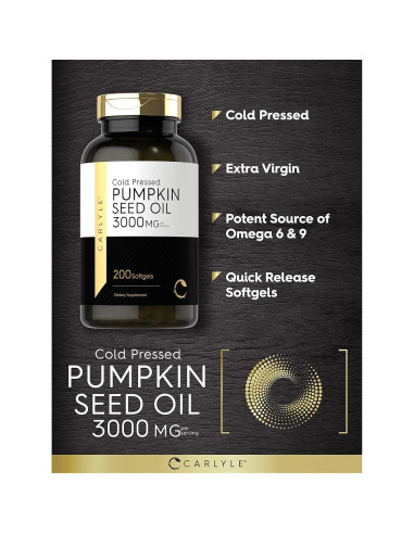 Aceite de Semilla de Calabaza Carlyle 3000mg 200 Cápsulas Blandas