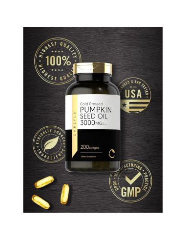 Aceite de Semilla de Calabaza Carlyle 3000mg 200 Cápsulas Blandas