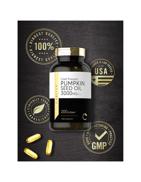 Aceite de Semilla de Calabaza Carlyle 3000mg 200 Cápsulas Blandas