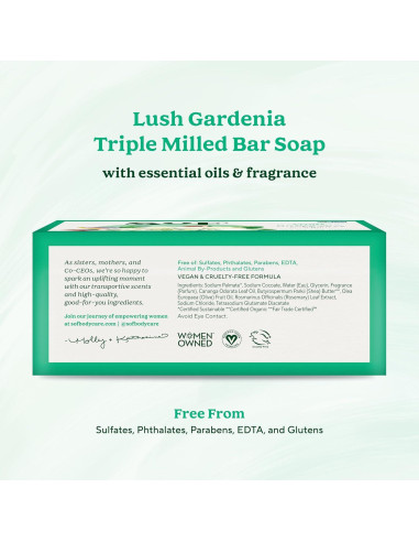 Jabón en Barra SoF Gardenia Lujosa - 170 g x 6 Unidades - Vegano