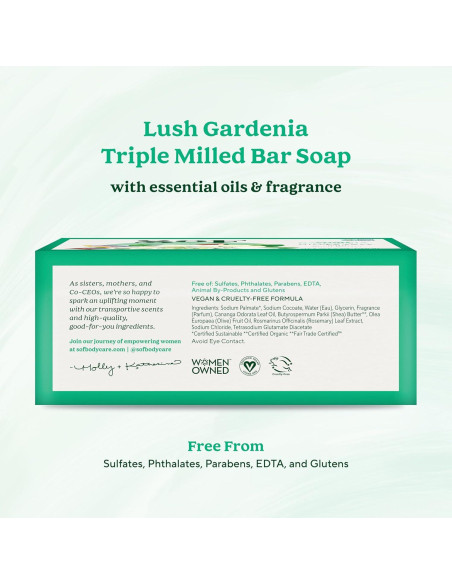 Jabón en Barra SoF Gardenia Lujosa - 170 g x 6 Unidades - Vegano