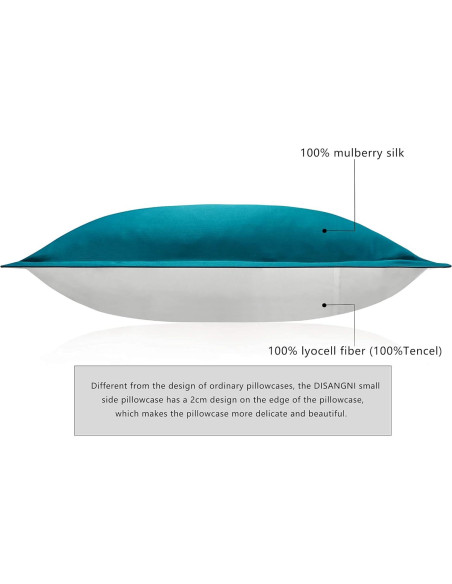 Funda de Almohada de Seda DISANGNI Reina 50x75cm Verde Azulado