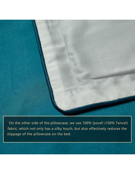 Funda de Almohada de Seda DISANGNI Reina 50x75cm Verde Azulado