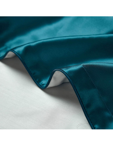 Funda de Almohada de Seda DISANGNI Reina 50x75cm Verde Azulado