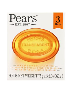Jabón Transparente de Peras con Aceite Natural - 12 Barras de 75g