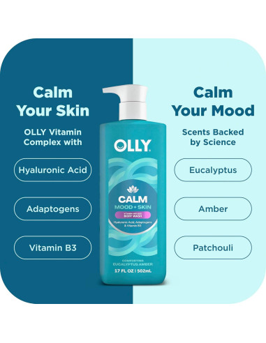 OLLY Gel de Ducha Calmante 482.8g - Hidratante con Ácido Hialurónico