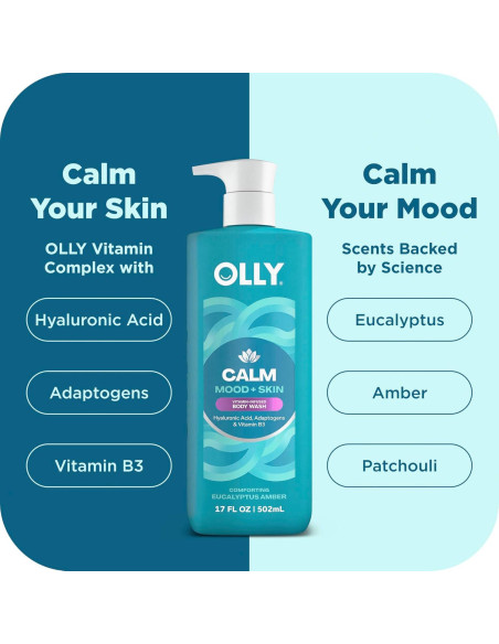 OLLY Gel de Ducha Calmante 482.8g - Hidratante con Ácido Hialurónico OLLY Gel de Ducha Calmante 482.8g - Hidratante con Ácido Hialurónico