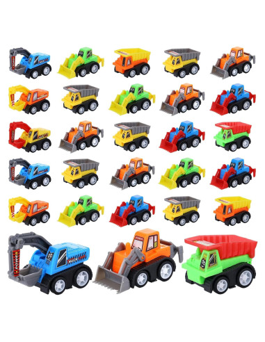 15 Mini Juguetes de Construcción DERTE Vehículos Retroceso