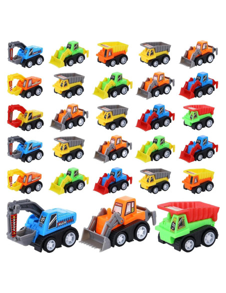 15 Mini Juguetes de Construcción DERTE Vehículos Retroceso
